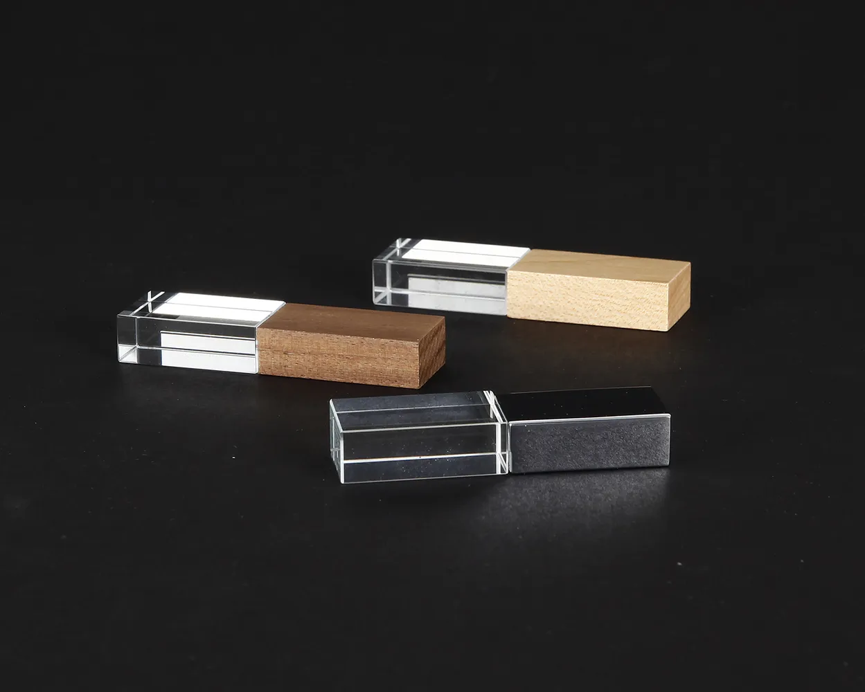 USB Cristal madera - metal