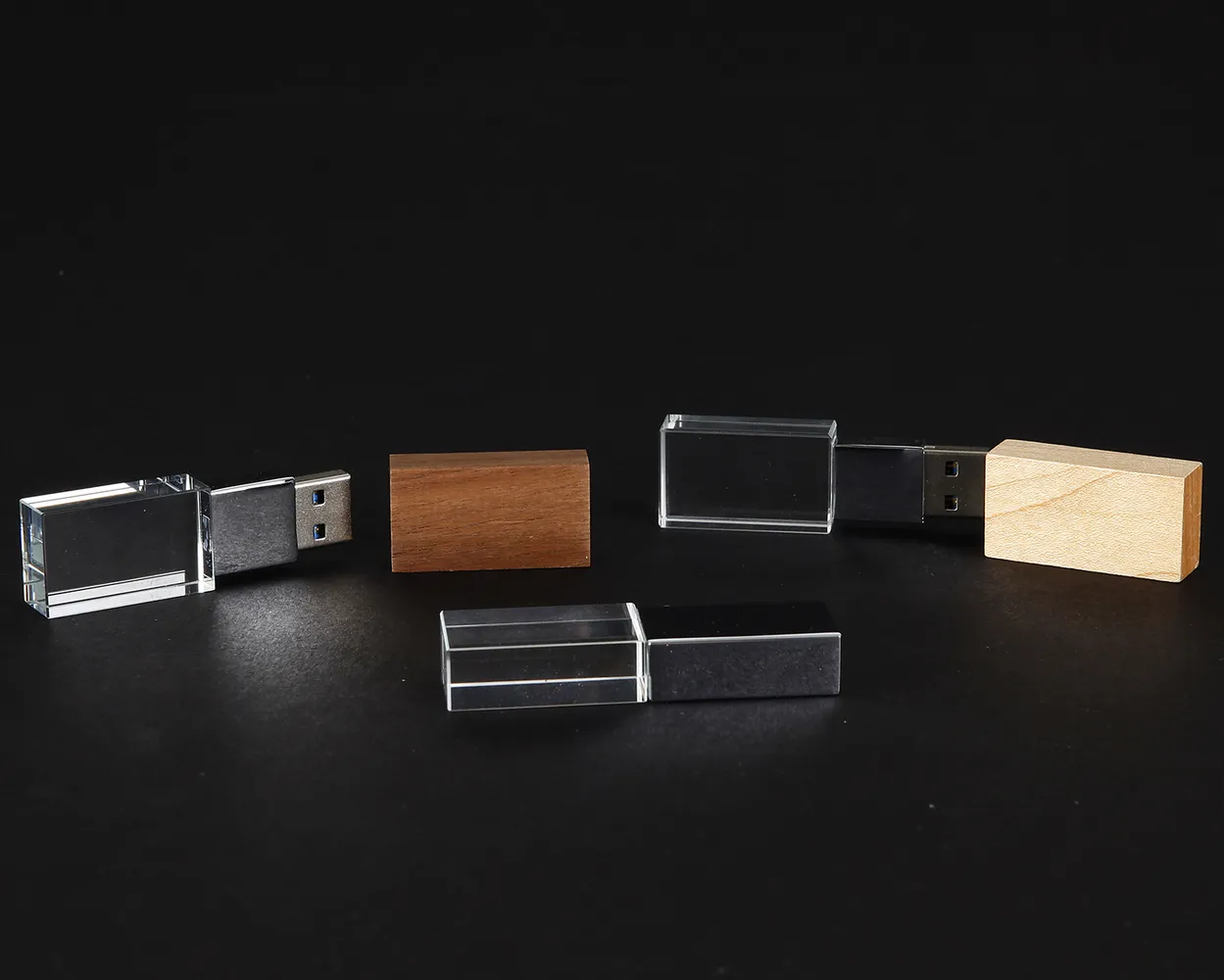 USB Cristal madera - metal