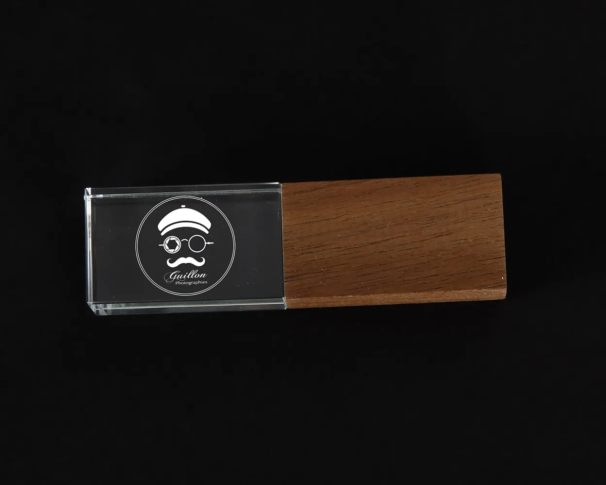USB Cristal madera - metal