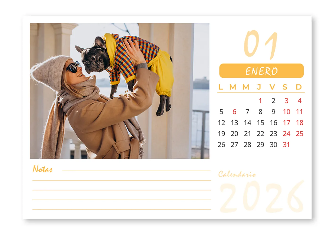 Calendario Sobremesa Amarillo